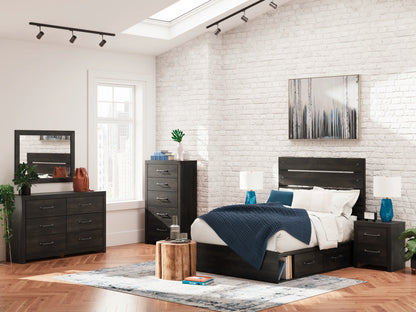 Hollivern - Full Panel Bed With Storage - Dark Gray