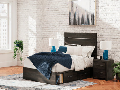 Hollivern - Full Panel Bed With Storage - Dark Gray