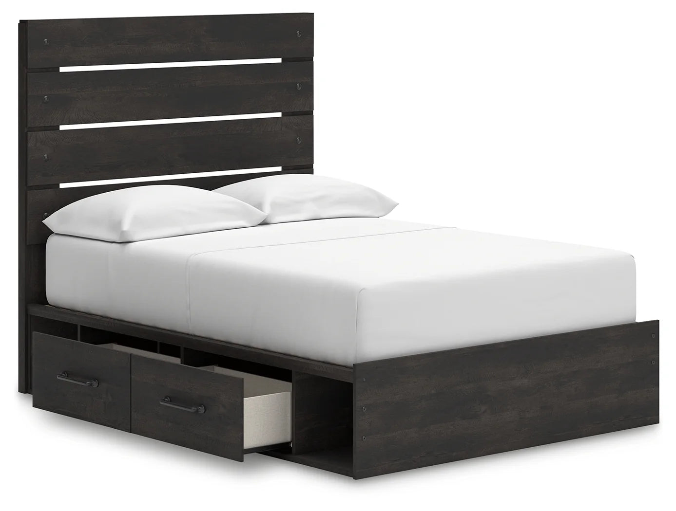 Hollivern - Full Panel Bed With Storage - Dark Gray