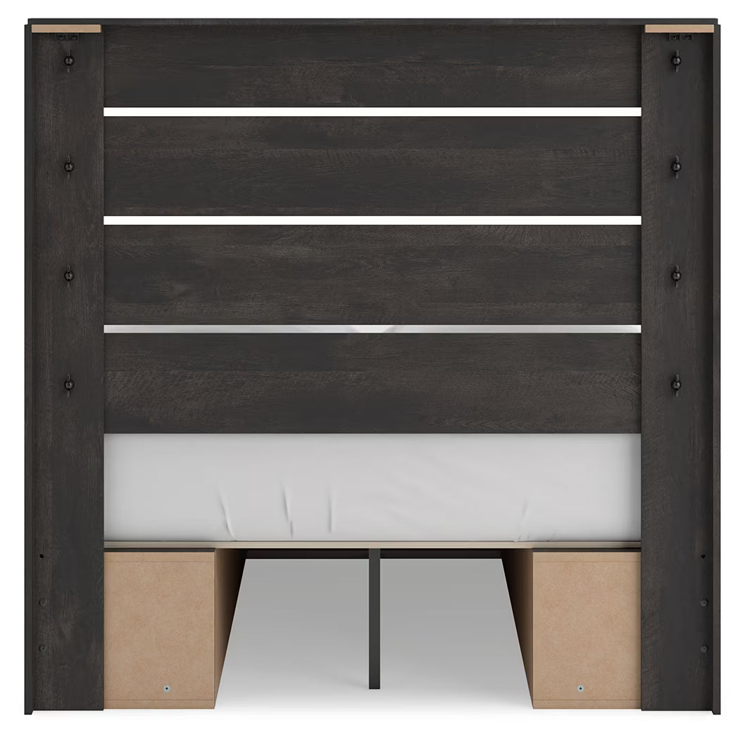 Hollivern - Full Panel Bed With Storage - Dark Gray