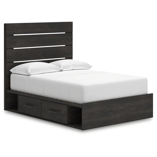 Hollivern - Full Panel Bed With Storage - Dark Gray