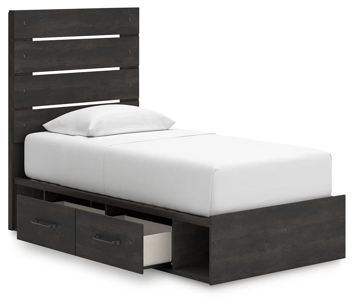 Hollivern - Twin Panel Bed With Storage - Dark Gray