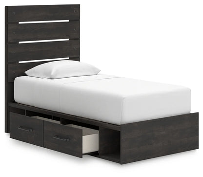 Hollivern - Twin Panel Bed With Storage - Dark Gray