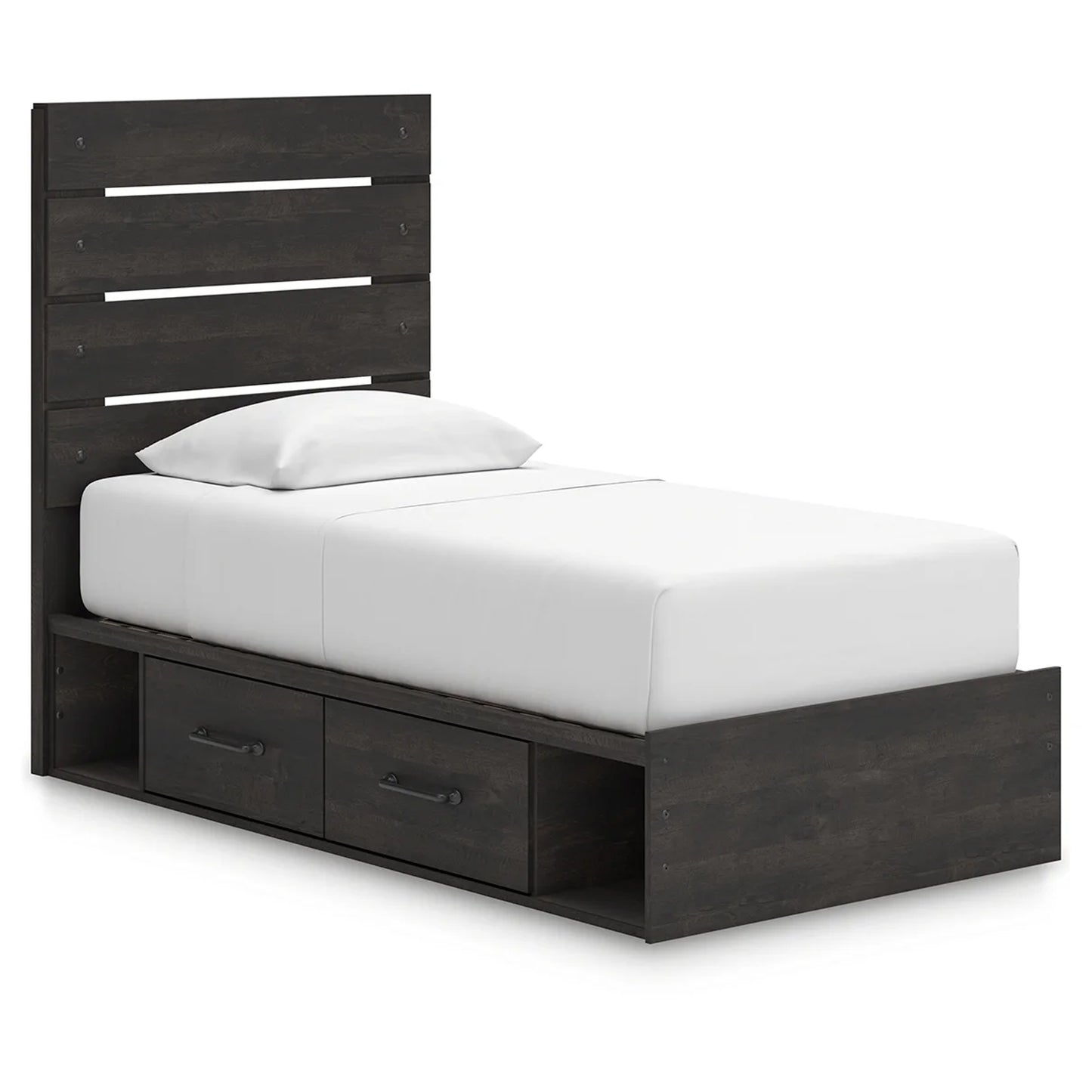 Hollivern - Twin Panel Bed With Storage - Dark Gray
