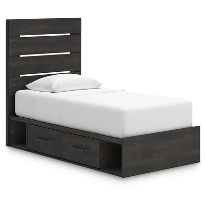 Hollivern - Twin Panel Bed With Storage - Dark Gray
