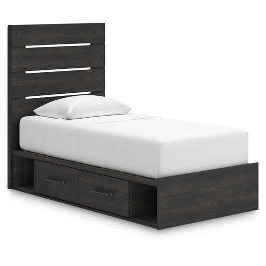 Hollivern - Twin Panel Bed With Storage - Dark Gray