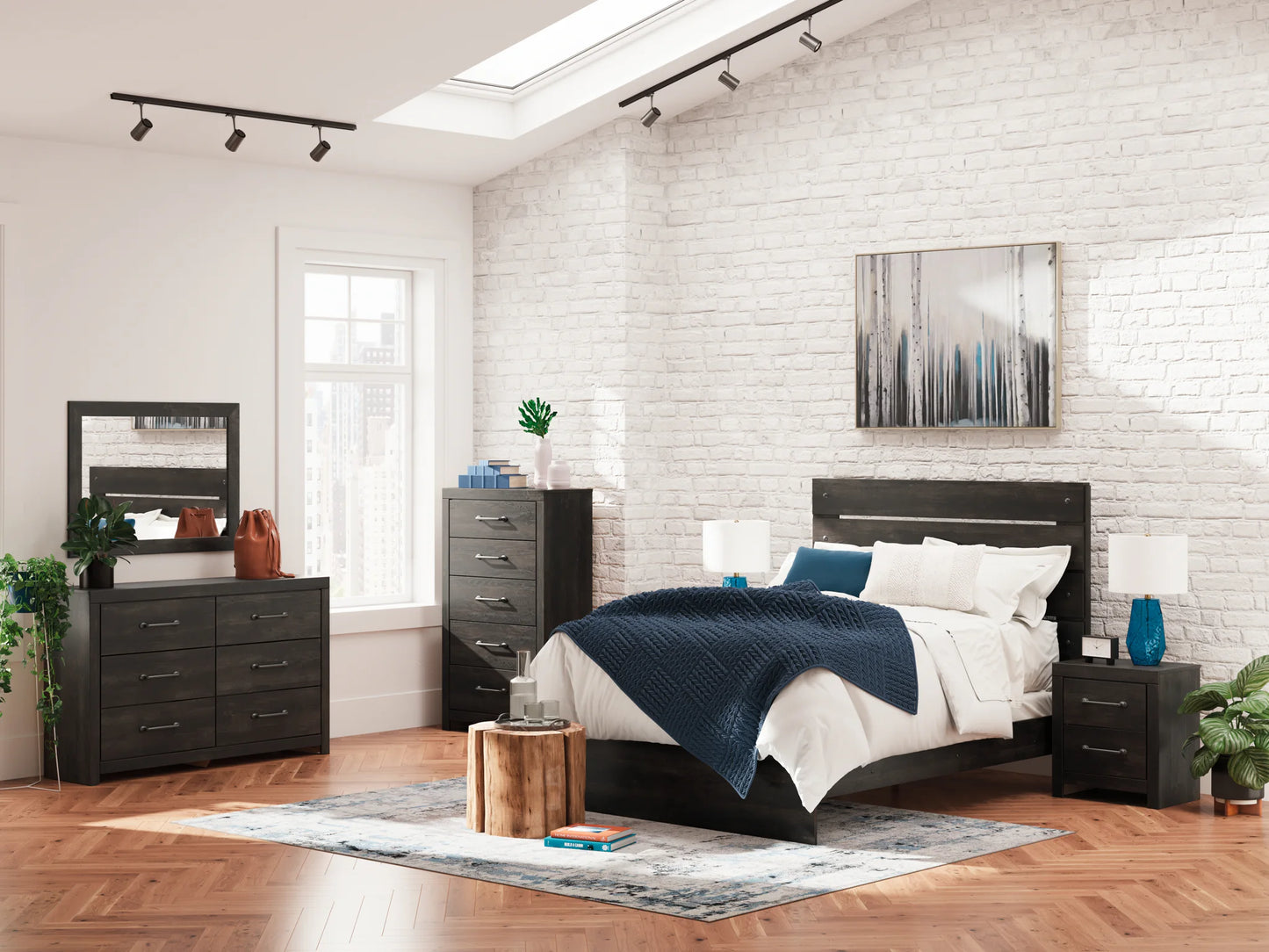 Hollivern - Dark Gray - Queen Panel Bed