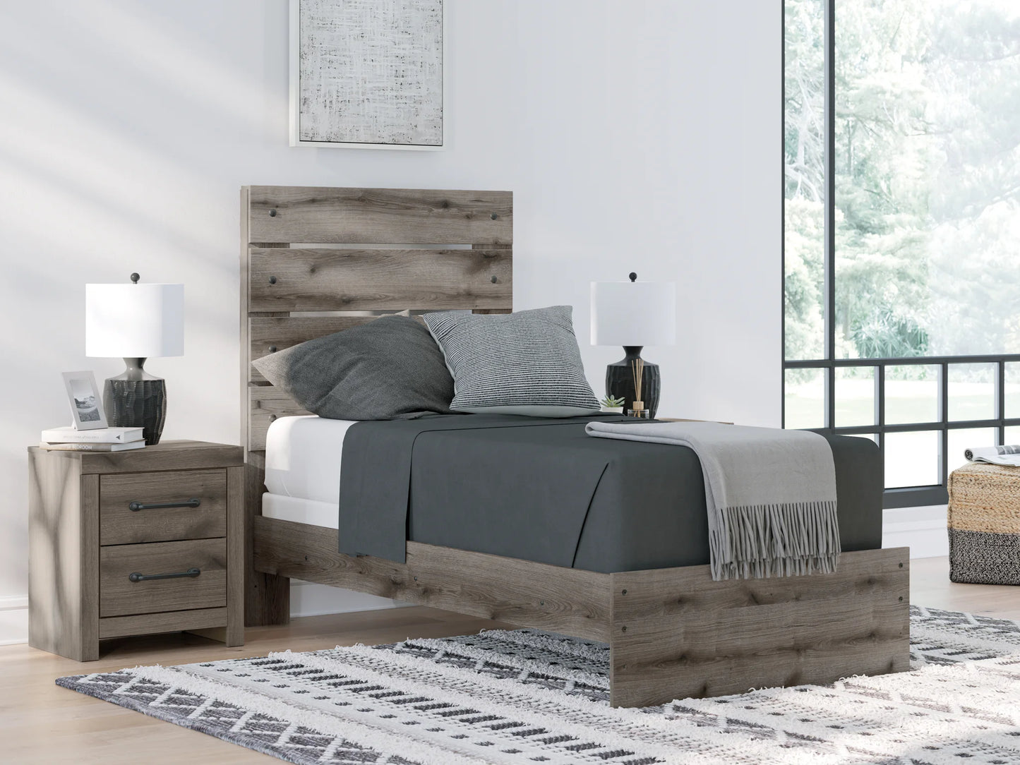 Graystorm - Brown Gray - Twin Panel Bed
