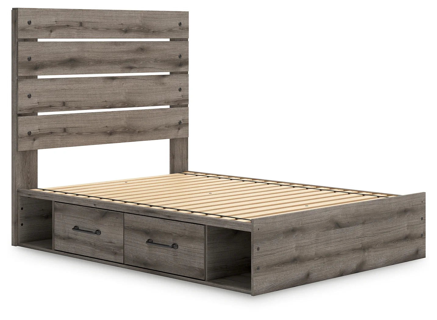 Graystorm - Full Panel Bed With Storage - Brown Gray