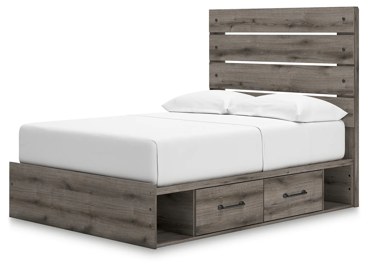 Graystorm - Full Panel Bed With Storage - Brown Gray
