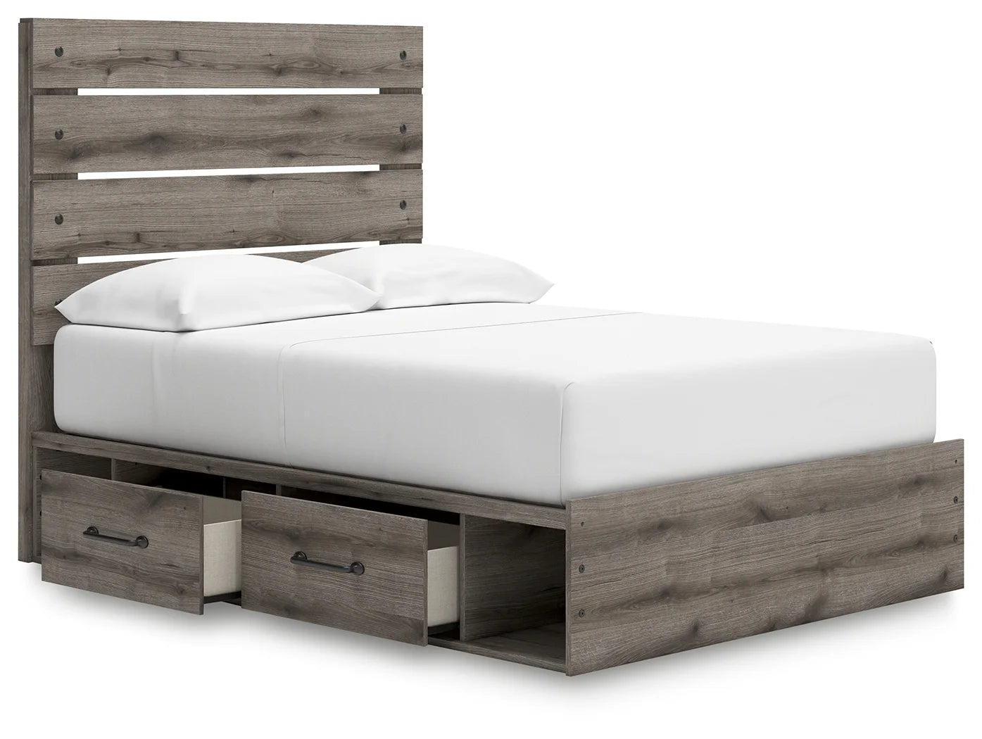 Graystorm - Full Panel Bed With Storage - Brown Gray