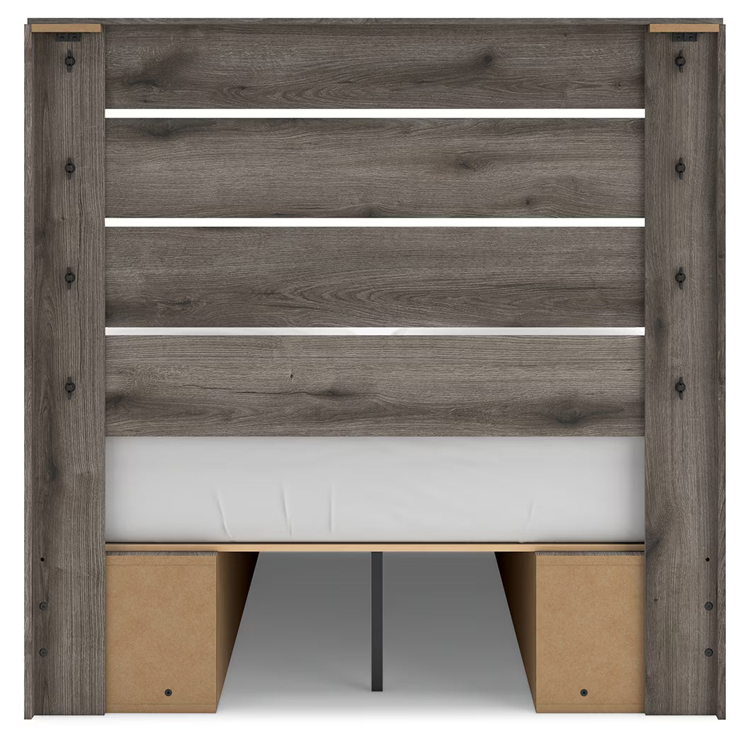 Graystorm - Full Panel Bed With Storage - Brown Gray