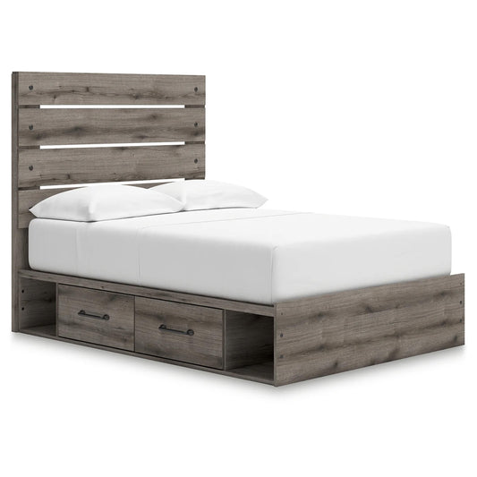Graystorm - Full Panel Bed With Storage - Brown Gray