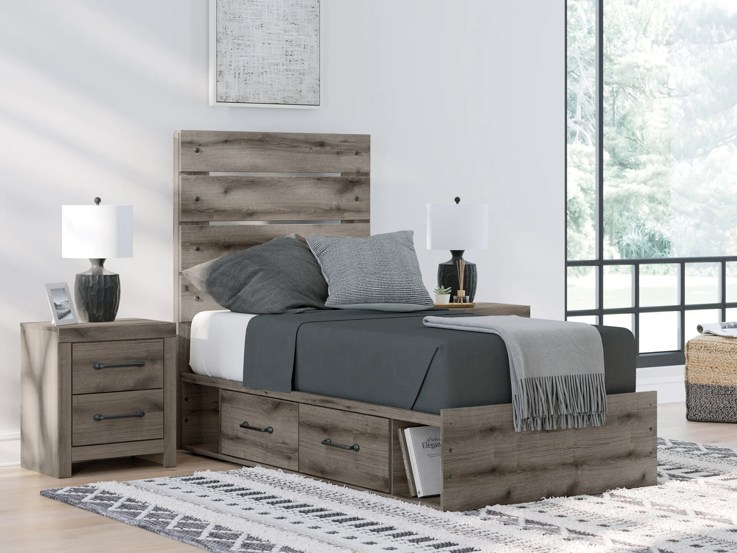 Graystorm - Twin Panel Storage Bed - Brown Gray
