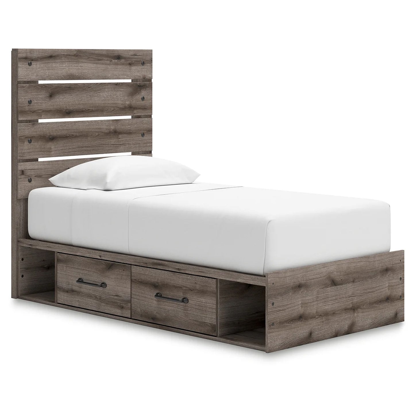 Graystorm - Twin Panel Bed With Storage - Brown Gray