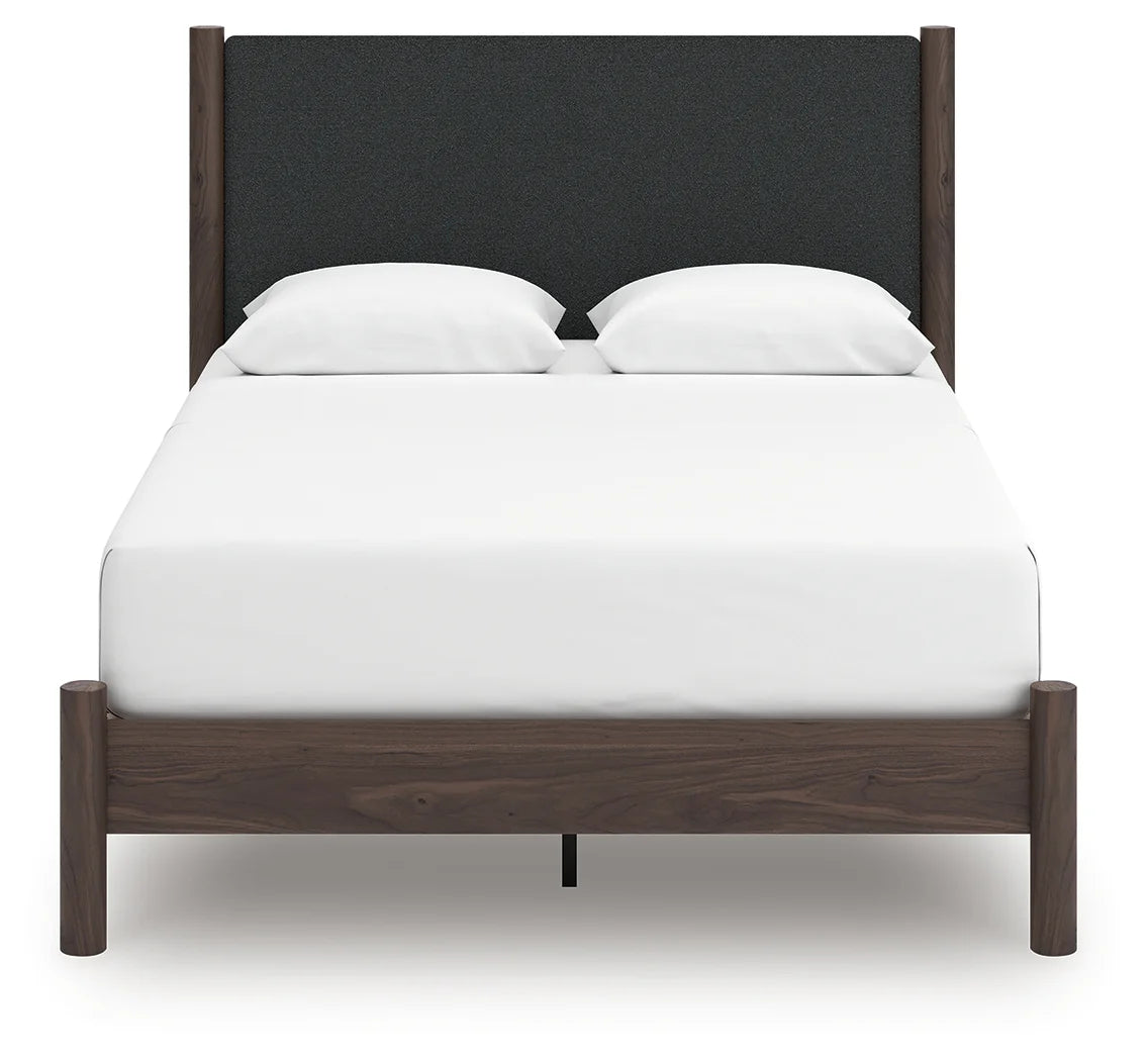 Pamytta - Queen Upholstered Panel Platform Bed - Brown