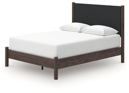 Pamytta - Queen Upholstered Panel Platform Bed - Brown
