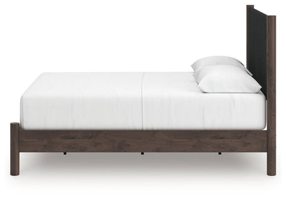 Pamytta - Queen Upholstered Panel Platform Bed - Brown