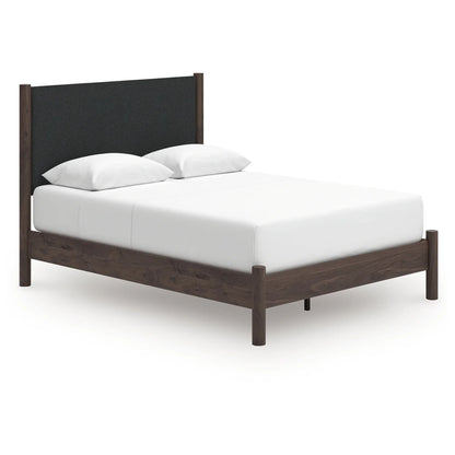 Pamytta - Queen Upholstered Panel Platform Bed - Brown