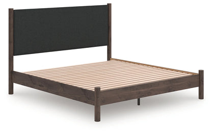 Pamytta - King Upholstered Panel Platform Bed - Brown