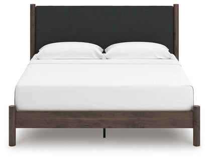 Pamytta - King Upholstered Panel Platform Bed - Brown