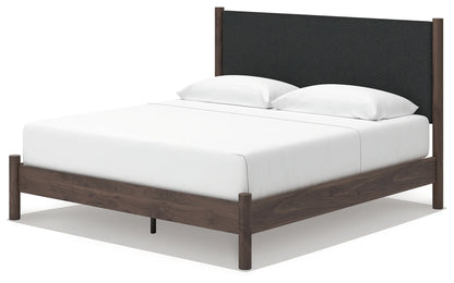 Pamytta - King Upholstered Panel Platform Bed - Brown