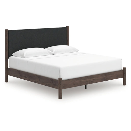 Pamytta - King Upholstered Panel Platform Bed - Brown