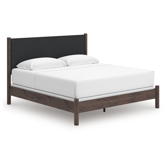 Pamytta - Brown - King Upholstered Panel Bed