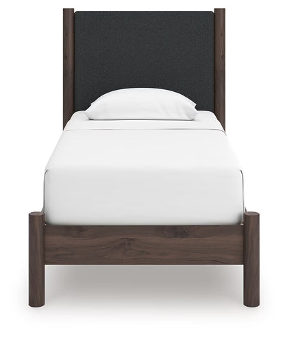 Pamytta - Twin Upholstered Panel Platform Bed - Brown