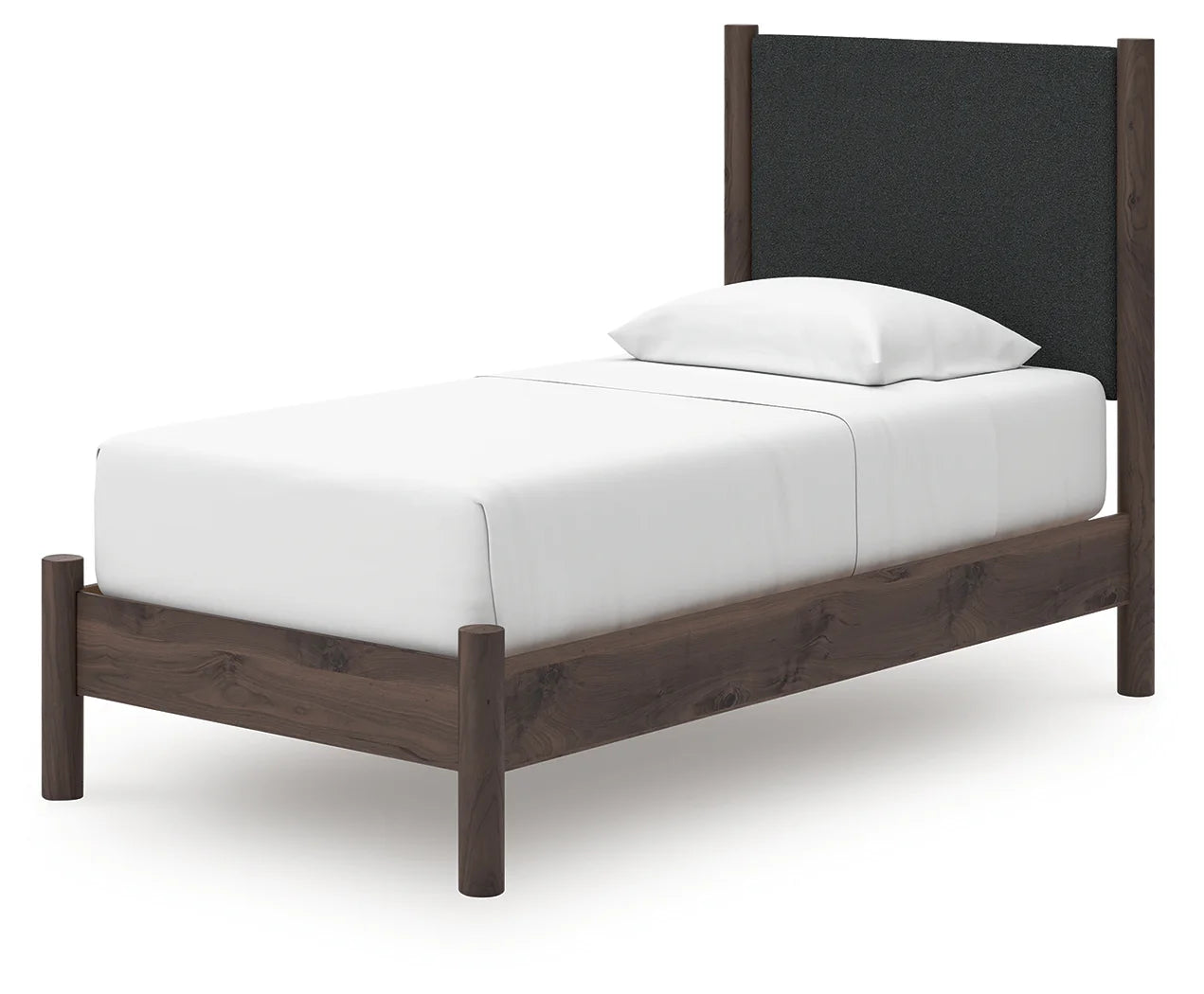 Pamytta - Twin Upholstered Panel Platform Bed - Brown