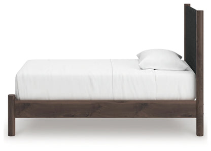 Pamytta - Twin Upholstered Panel Platform Bed - Brown