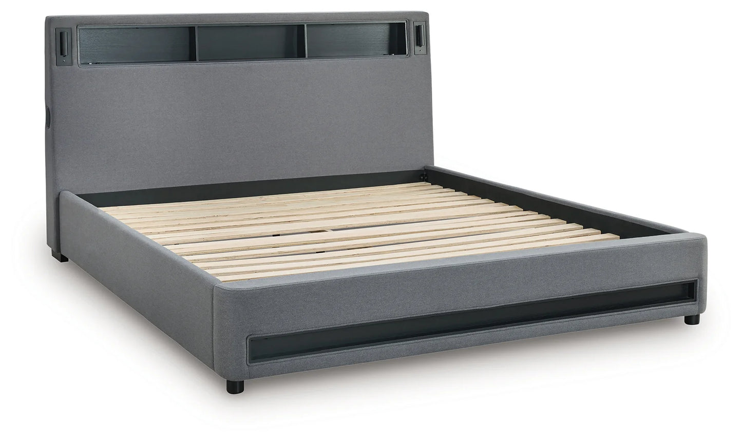 Verishaw - Gray - King Upholstered Bed