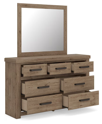 Oliandon - Dresser And Mirror - Light Brown
