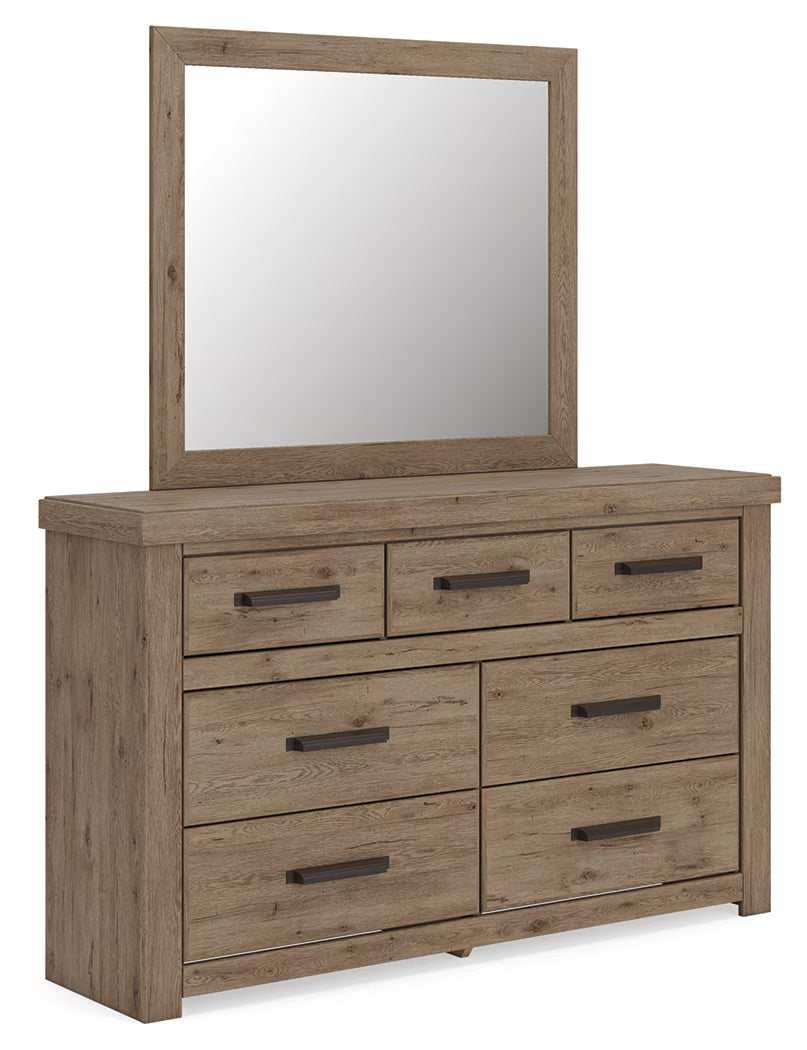 Oliandon - Dresser And Mirror - Light Brown