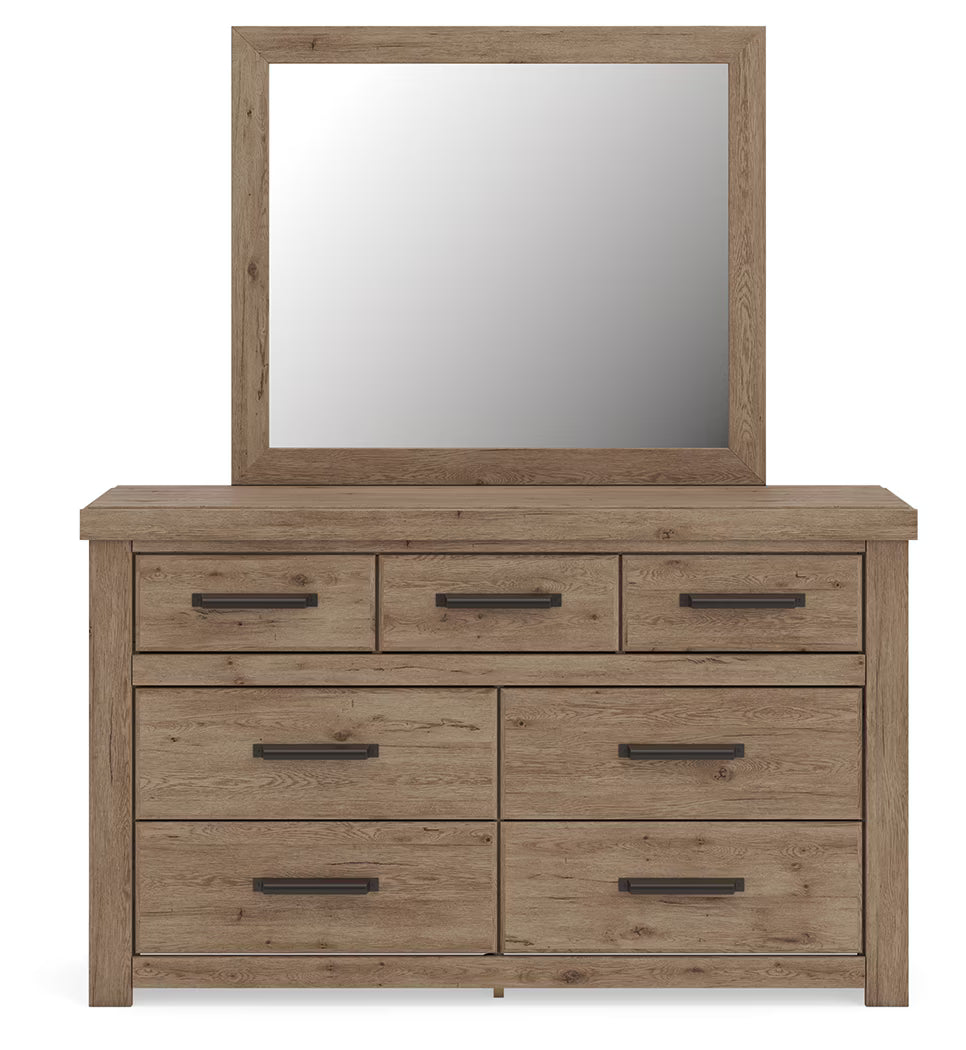 Oliandon - Dresser And Mirror - Light Brown