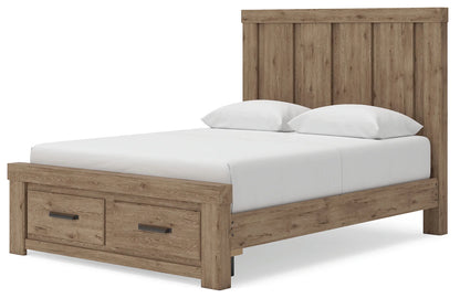 Oliandon - Queen Panel Storage Bed - Light Brown