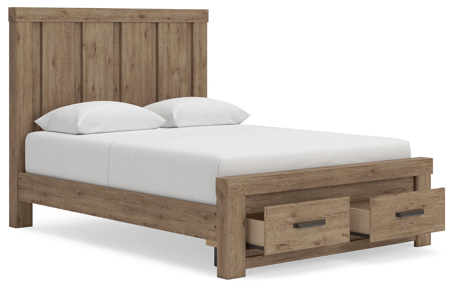 Oliandon - Queen Panel Storage Bed - Light Brown
