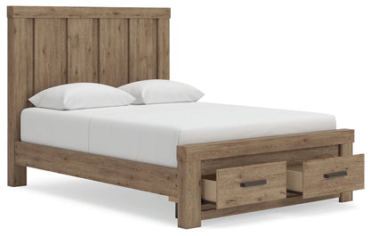 Oliandon - Queen Panel Storage Bed - Light Brown