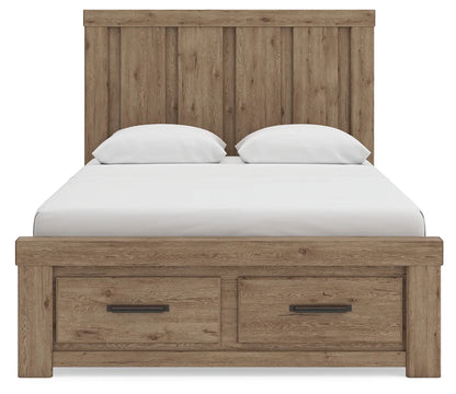 Oliandon - Queen Panel Storage Bed - Light Brown