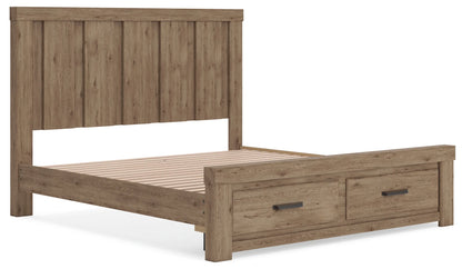 Oliandon - King Panel Storage Bed - Light Brown