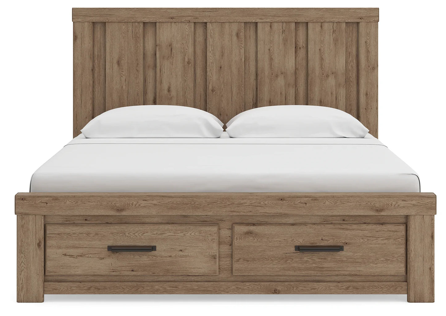 Oliandon - King Panel Storage Bed - Light Brown