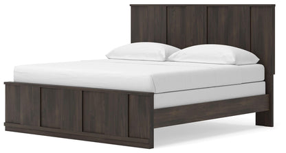 Shaehartin - King Panel Bed - Dark Brown