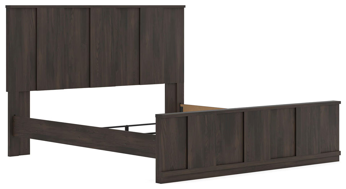 Shaehartin - King Panel Bed - Dark Brown