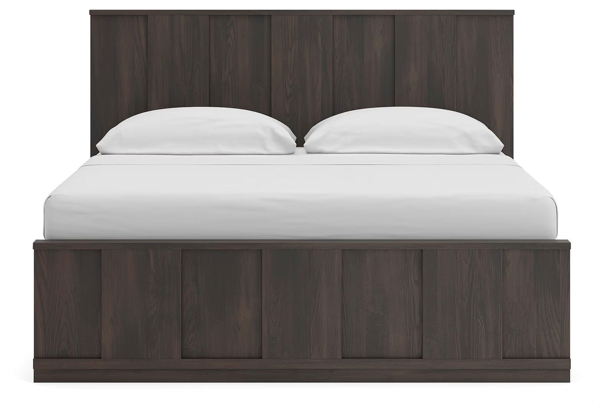Shaehartin - King Panel Bed - Dark Brown