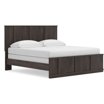 Shaehartin - King Panel Bed - Dark Brown