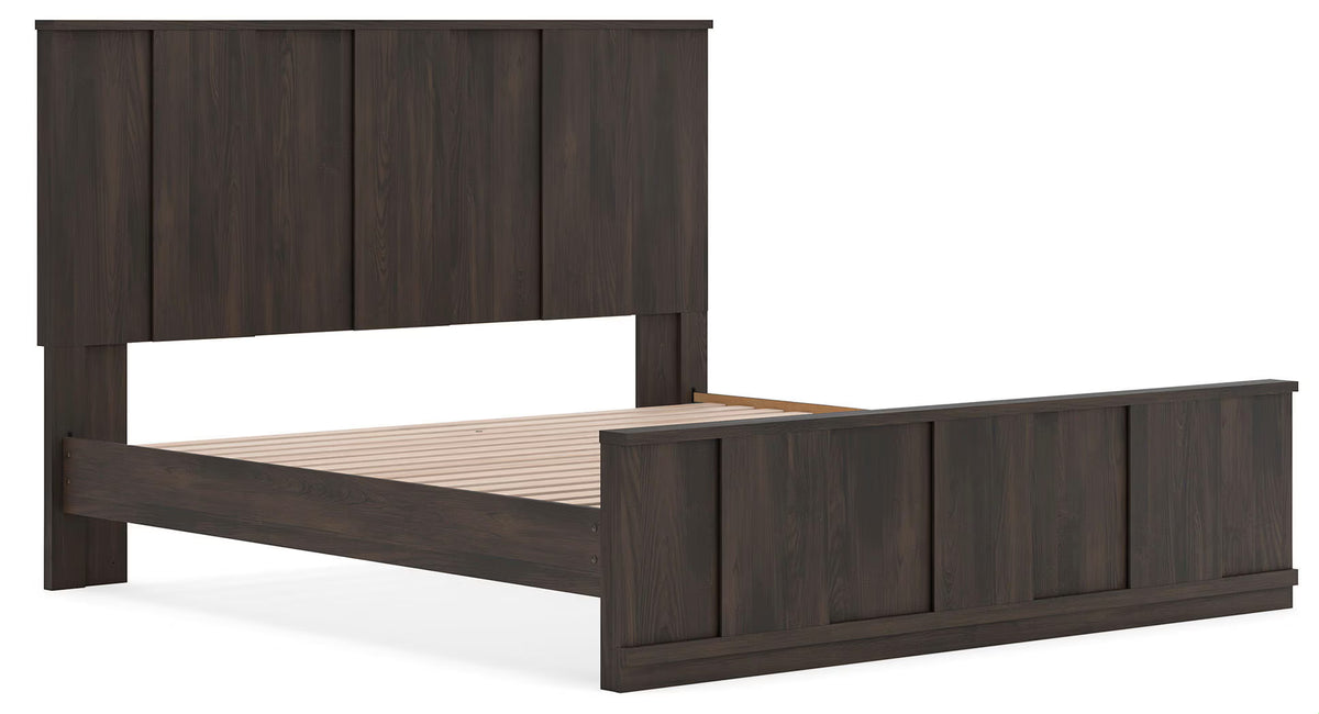 Shaehartin - King Panel Platform Bed - Dark Brown