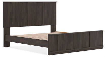 Shaehartin - King Panel Platform Bed - Dark Brown