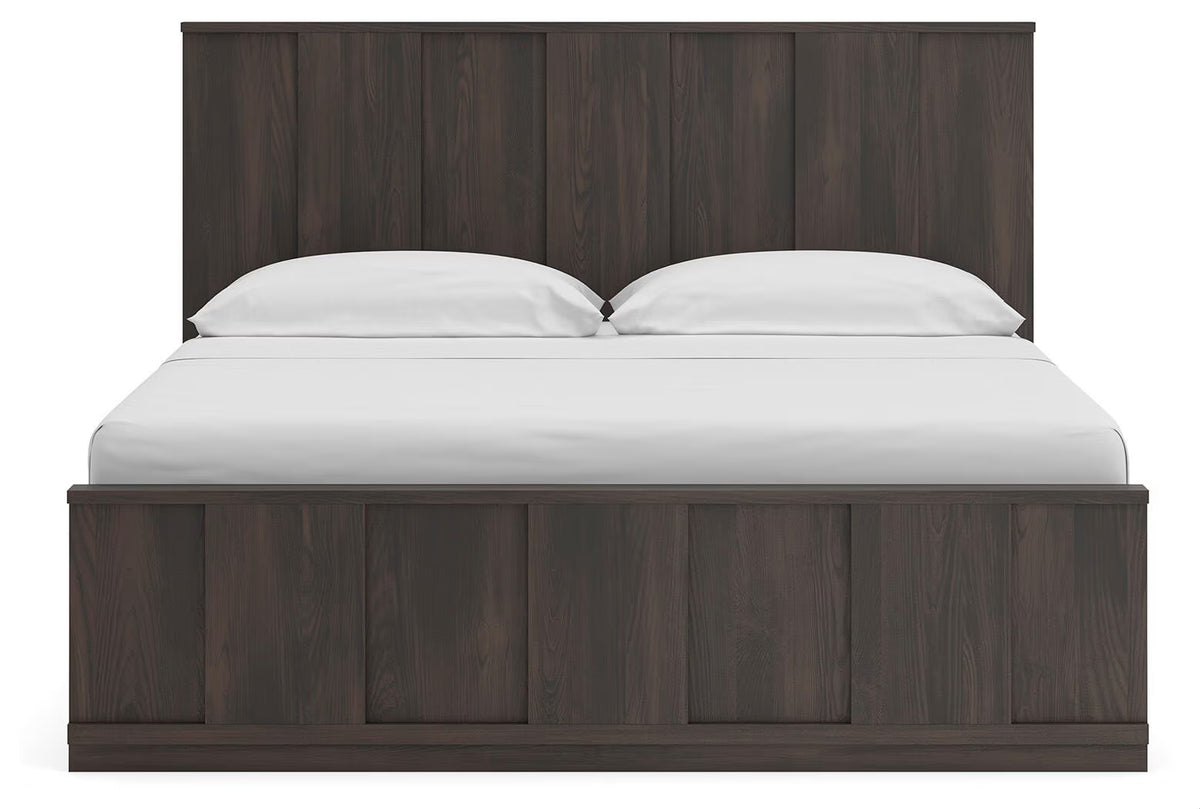Shaehartin - King Panel Platform Bed - Dark Brown