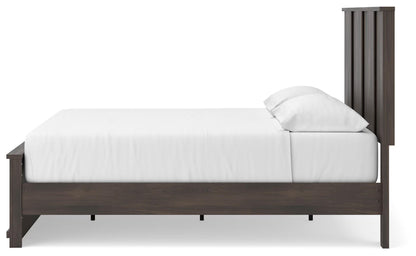 Shaehartin - King Panel Platform Bed - Dark Brown