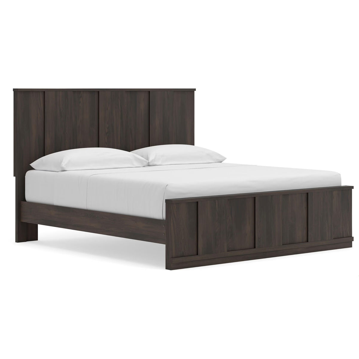 Shaehartin - King Panel Platform Bed - Dark Brown